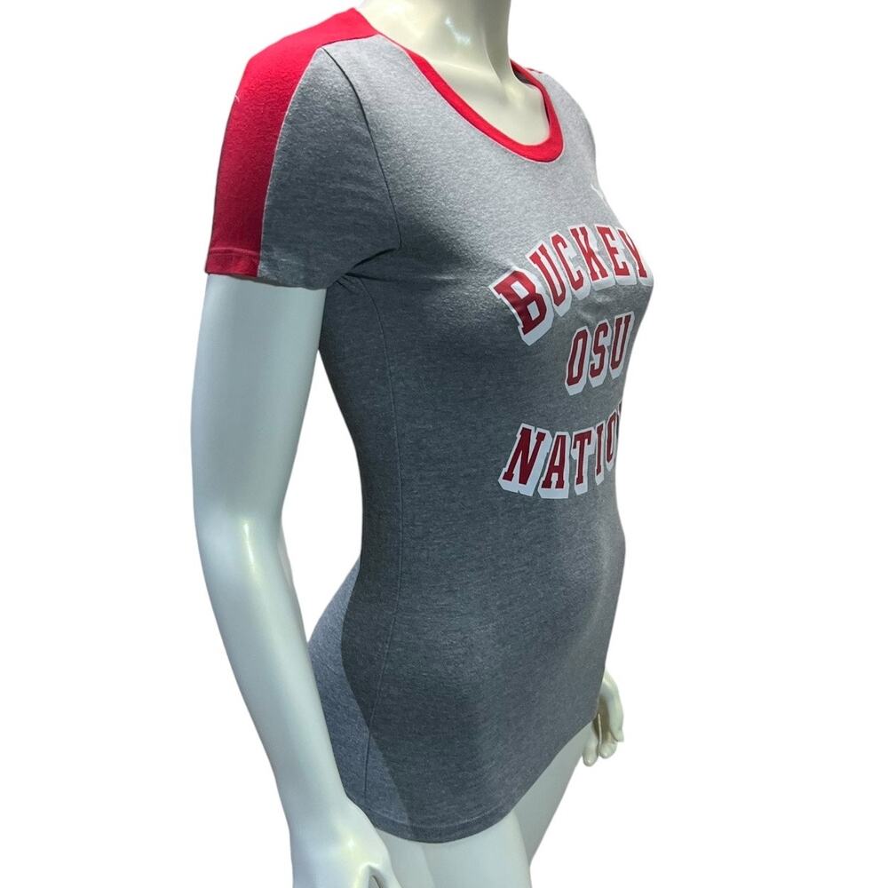 PINK Victoria's Secret OSU Buckeye Nation Gray Red Tee Athletic Small - Picture 2 of 12
